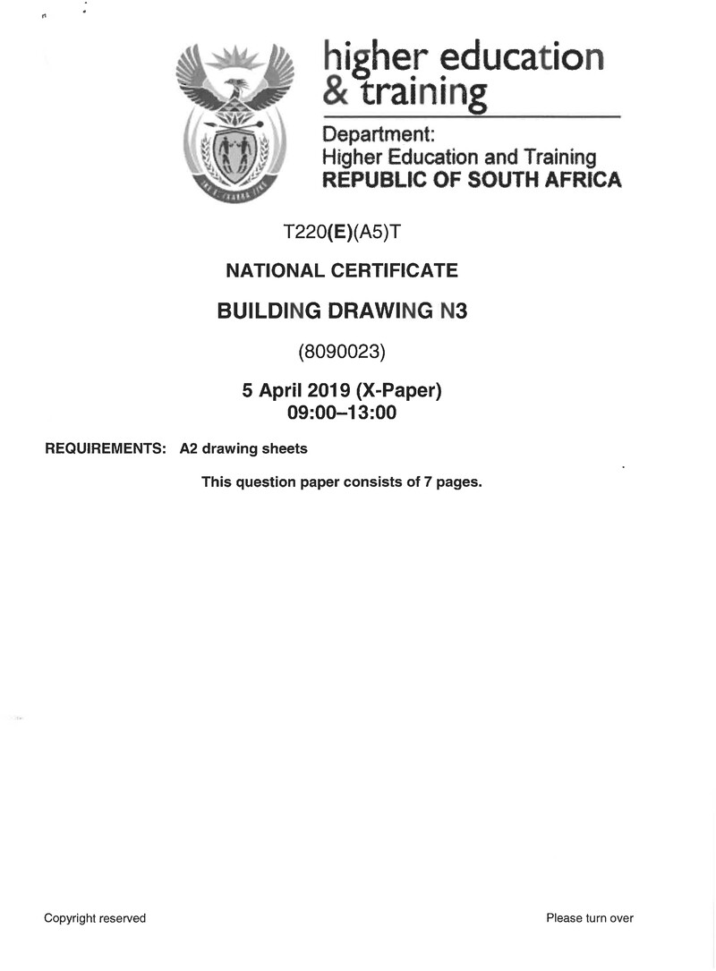 Buidling Drawing N3 Exam Paper 1 2019