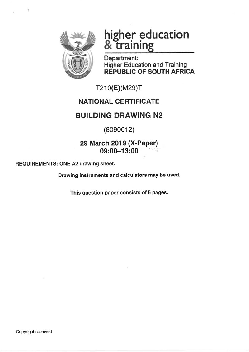 Building Drawing N2 Exam Paper 1 2019