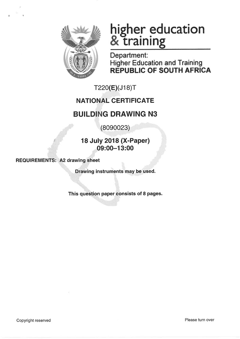 Building Drawing N3 Exam Paper 2 2018