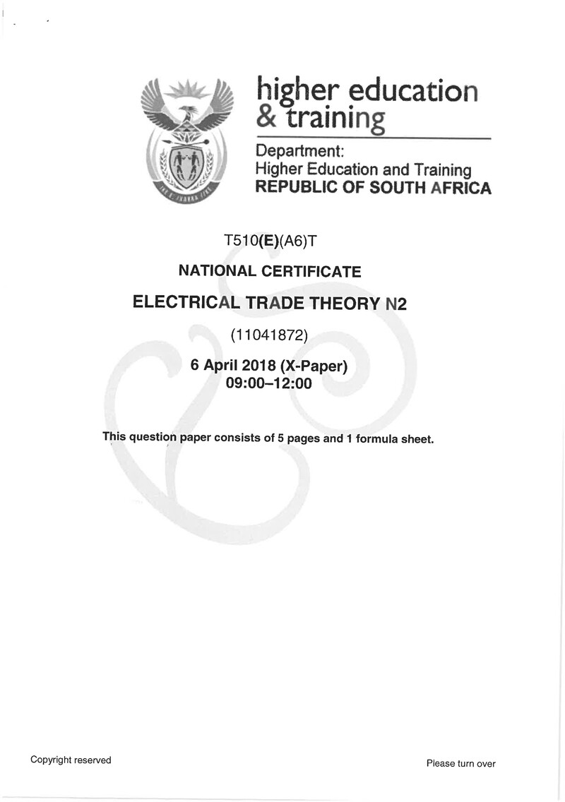Trade Theory N2 Exam Paper 1 2018 preview