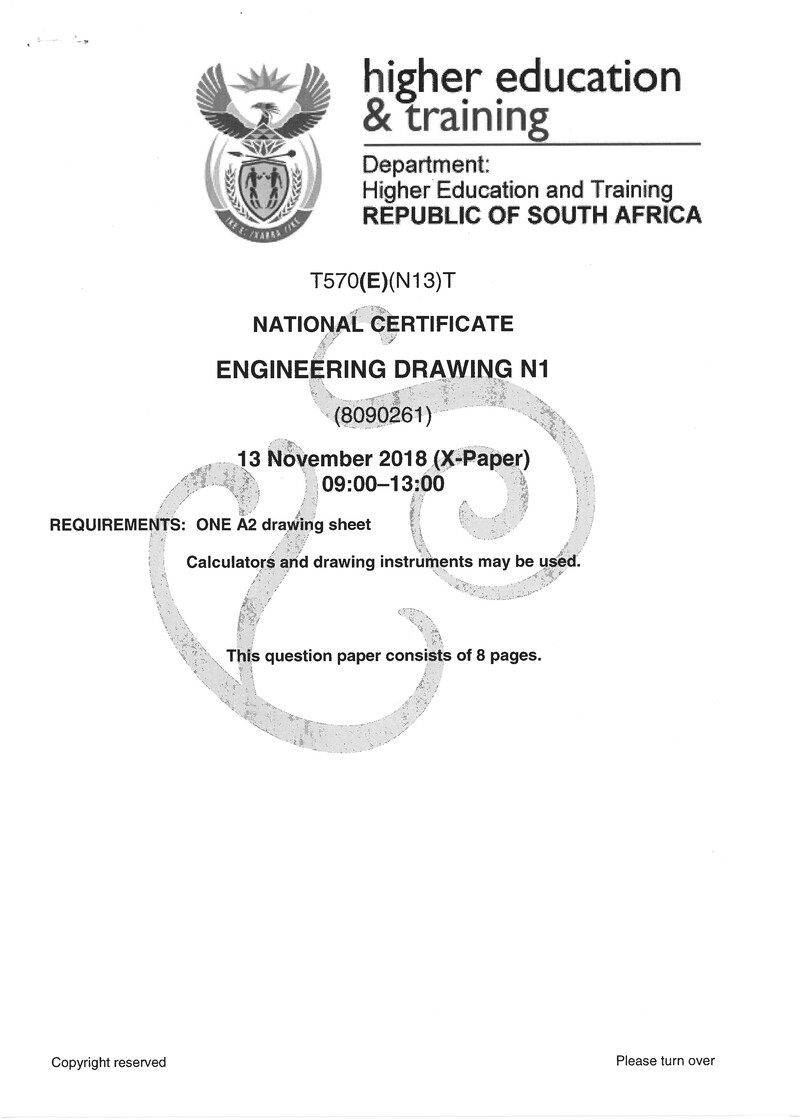 Engineering Drawing N1 Exam Paper 3 2018