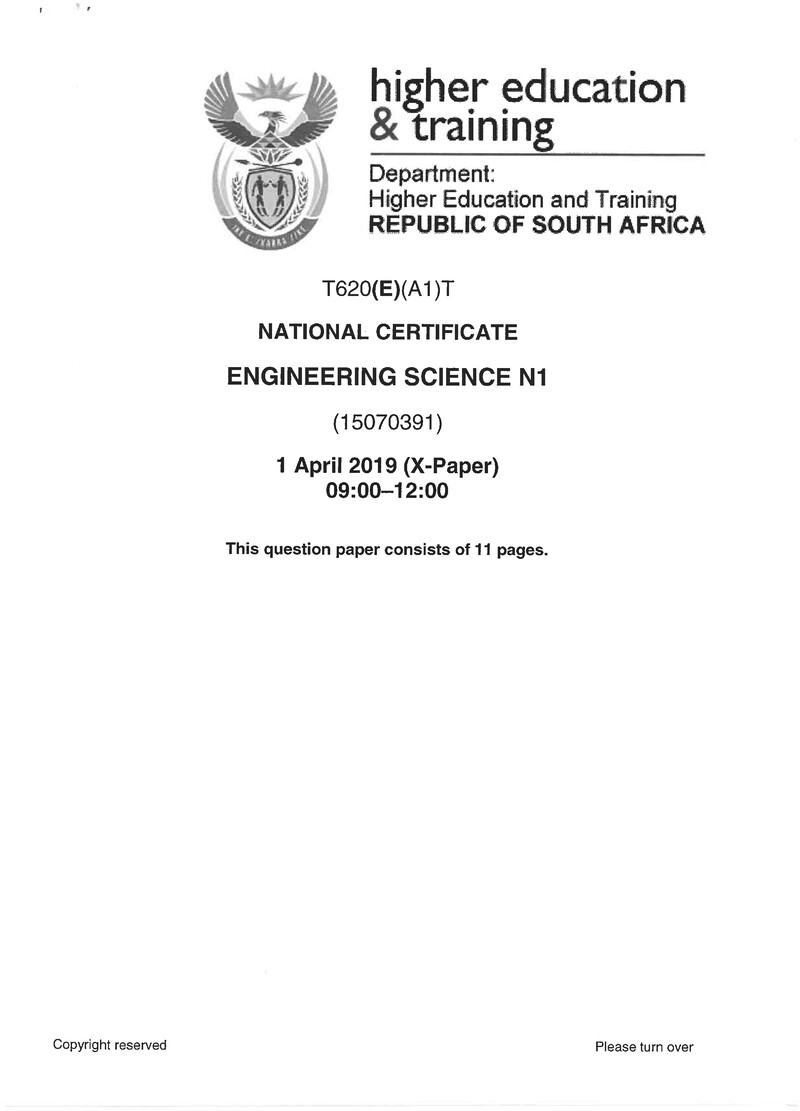 Science N1 Exam Paper 1 2019 preview