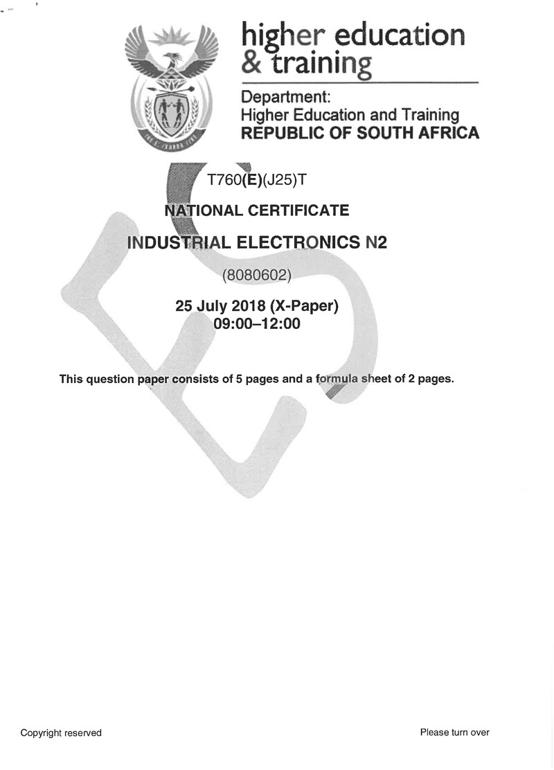 Industrial Electronics N2 Exam Paper 2 2018