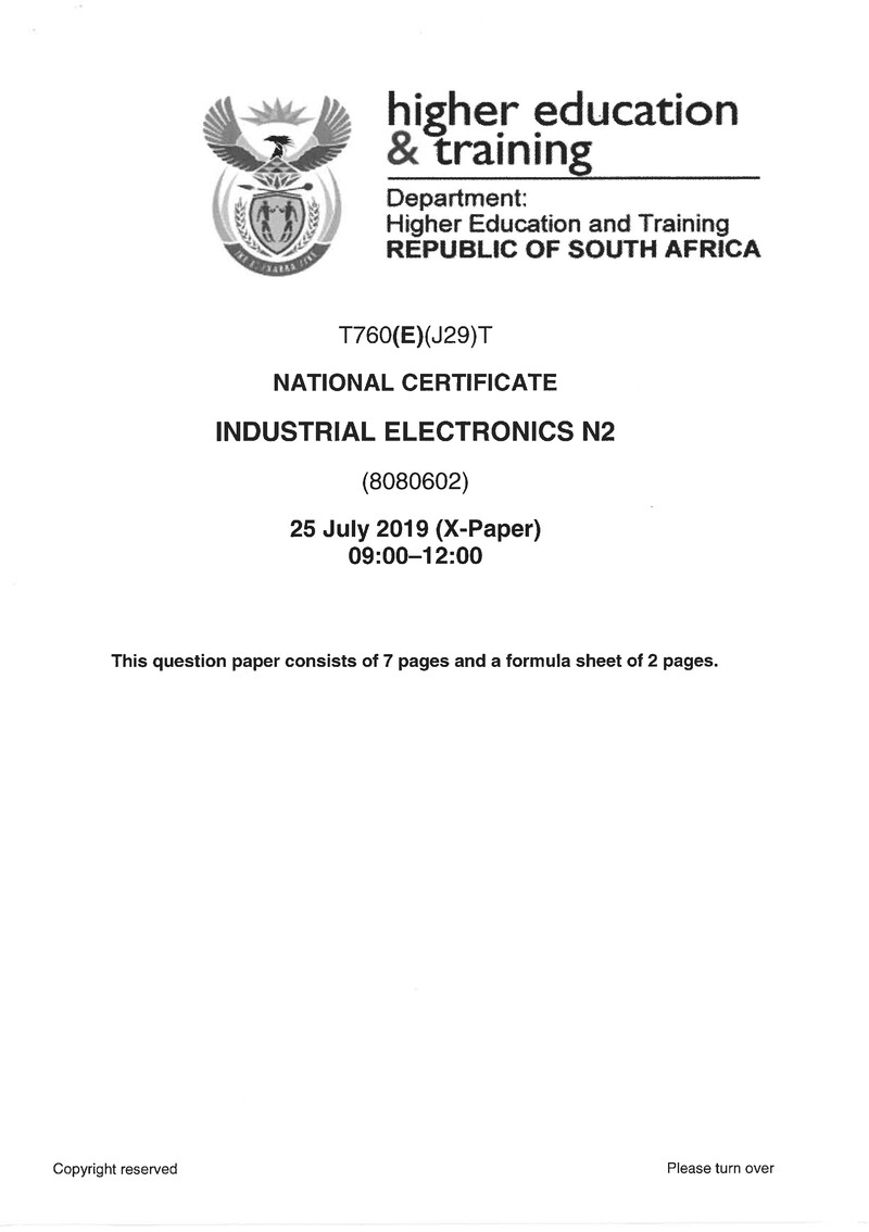Industrial Electronics N2 Exam Paper 2 2019
