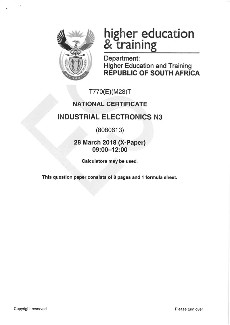 Electronics N3 Exam Paper 1 2018 preview