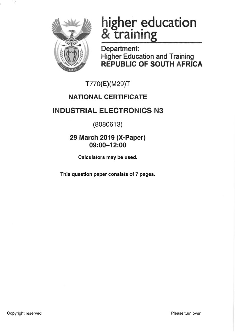 Electronics N3 Exam Paper 1 2019 preview