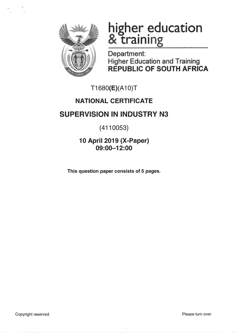 In Industry N3 Exam Paper 1 2019 preview