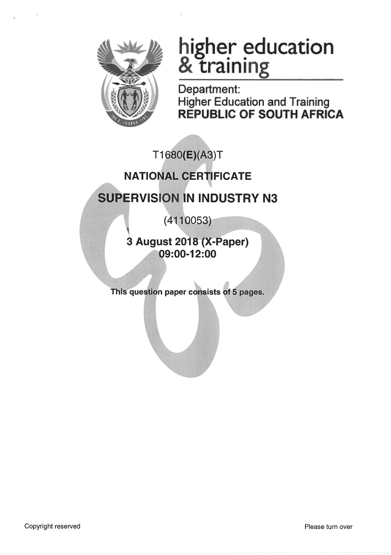 In Industry N3 Exam Paper 2 2018 preview