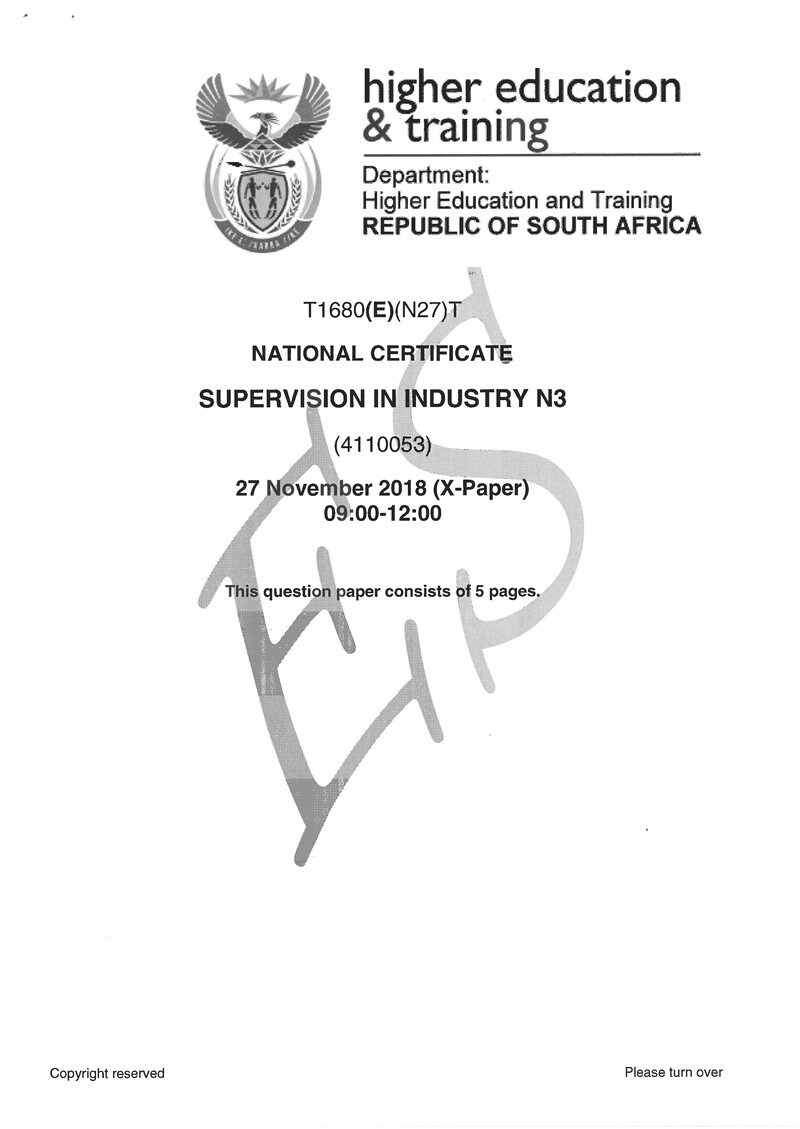 In Industry N3 Exam Paper 3 2018 preview