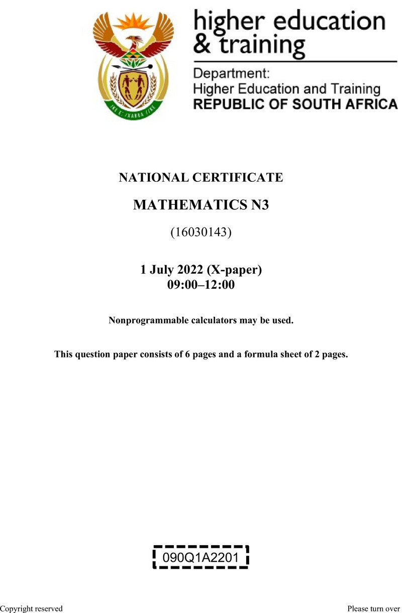 T1010 Mathematics N3 QP Aug 2022 Sign Off preview
