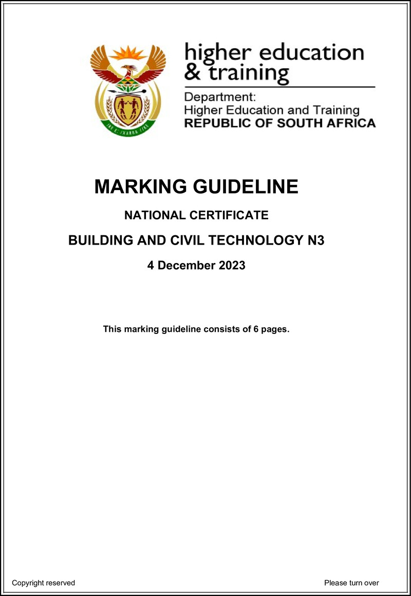 T120 Building And Civil Technology N3 MEMO Nov Umalusi 2023 Sign Off preview