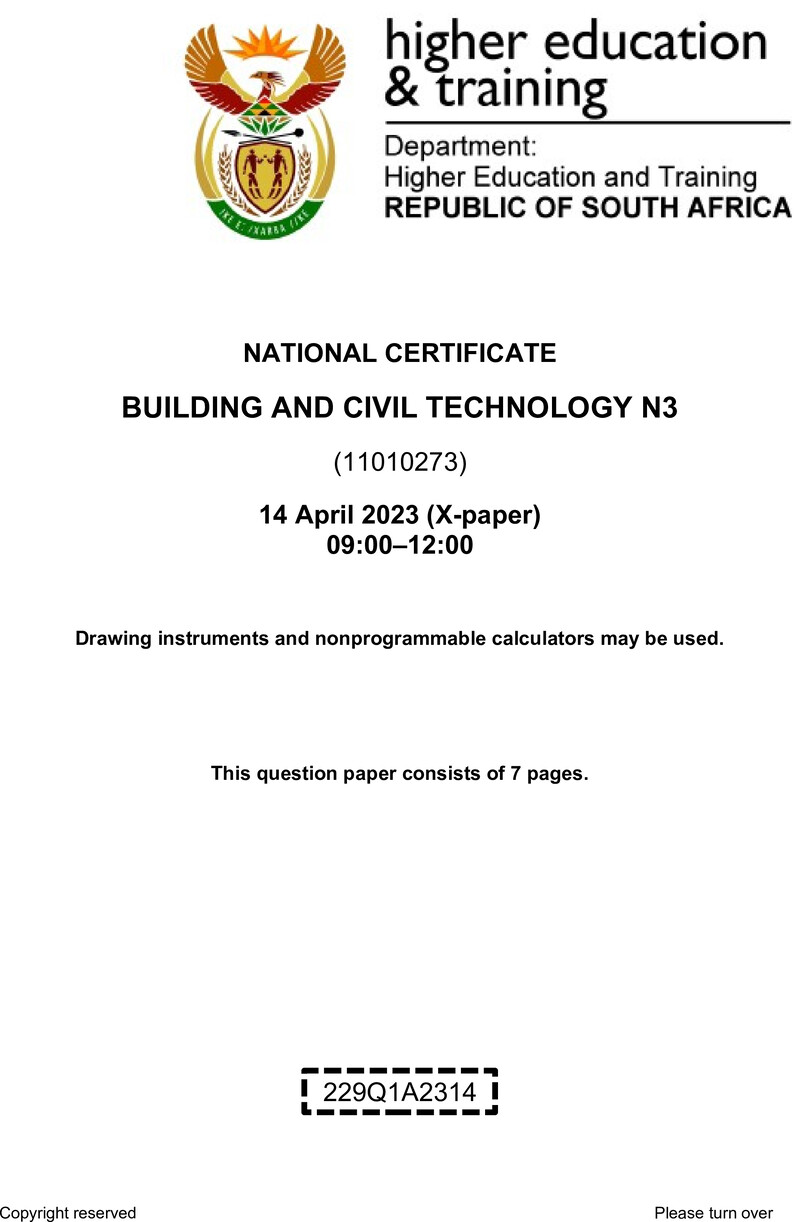 T120 Building And Civil Technology N3 QP April 2023 Sign Off preview