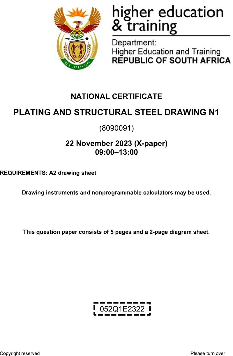 T1330 Plating And Structural Steel Drawing N1 QP Nov 2023 Ed preview