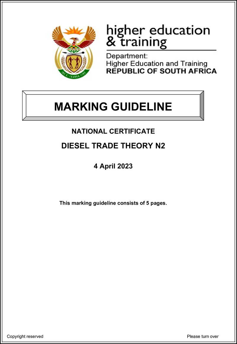 T440 Diesel Trade Theory N2 Memo April Umalusi 2023 Sign Off