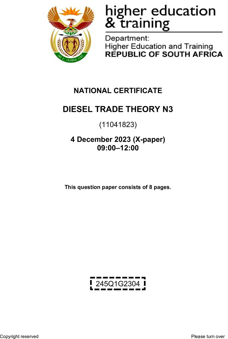 T450 Diesel Trade Theory N3 QP Nov 2023 preview