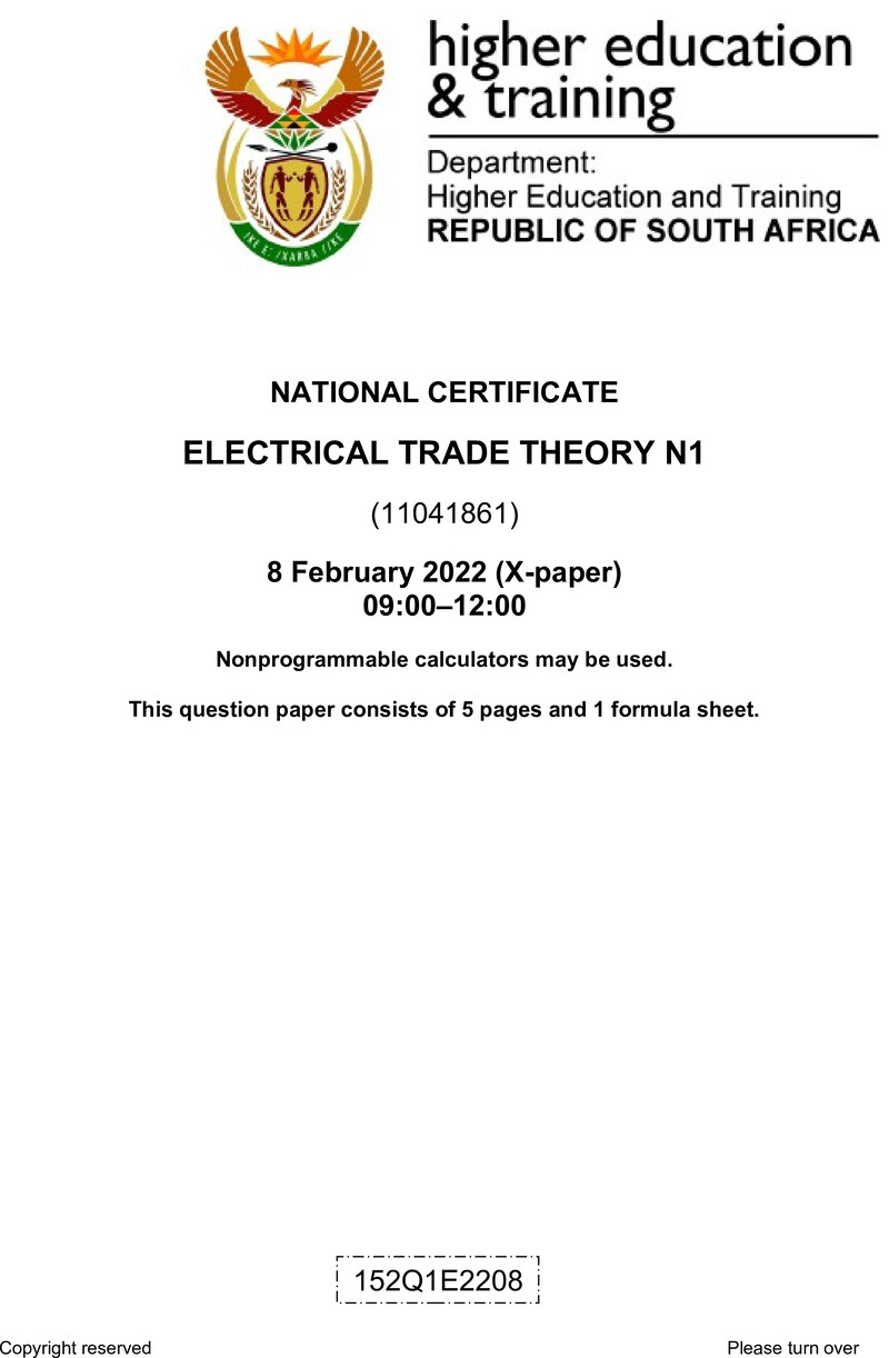 T500 Electrical Trade Theory N1 QP April 2022 preview