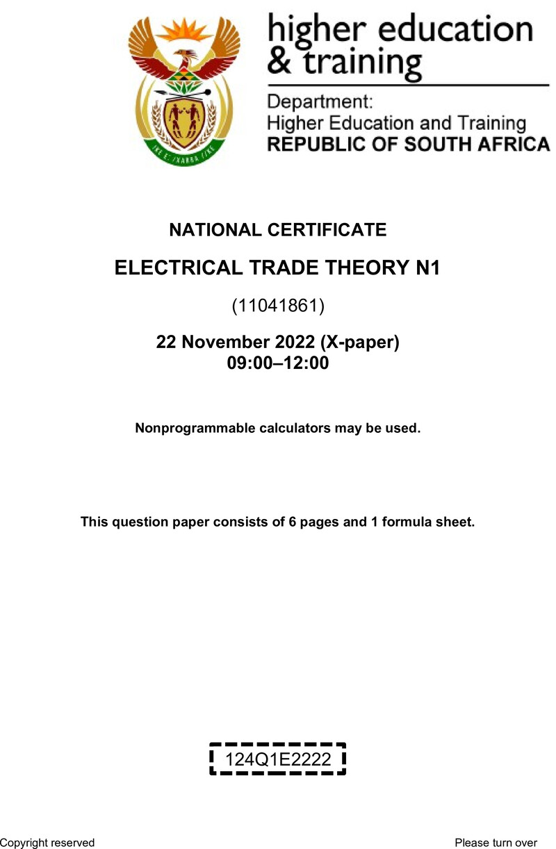 T500 Electrical Trade Theory N1 QP Nov 2022 preview