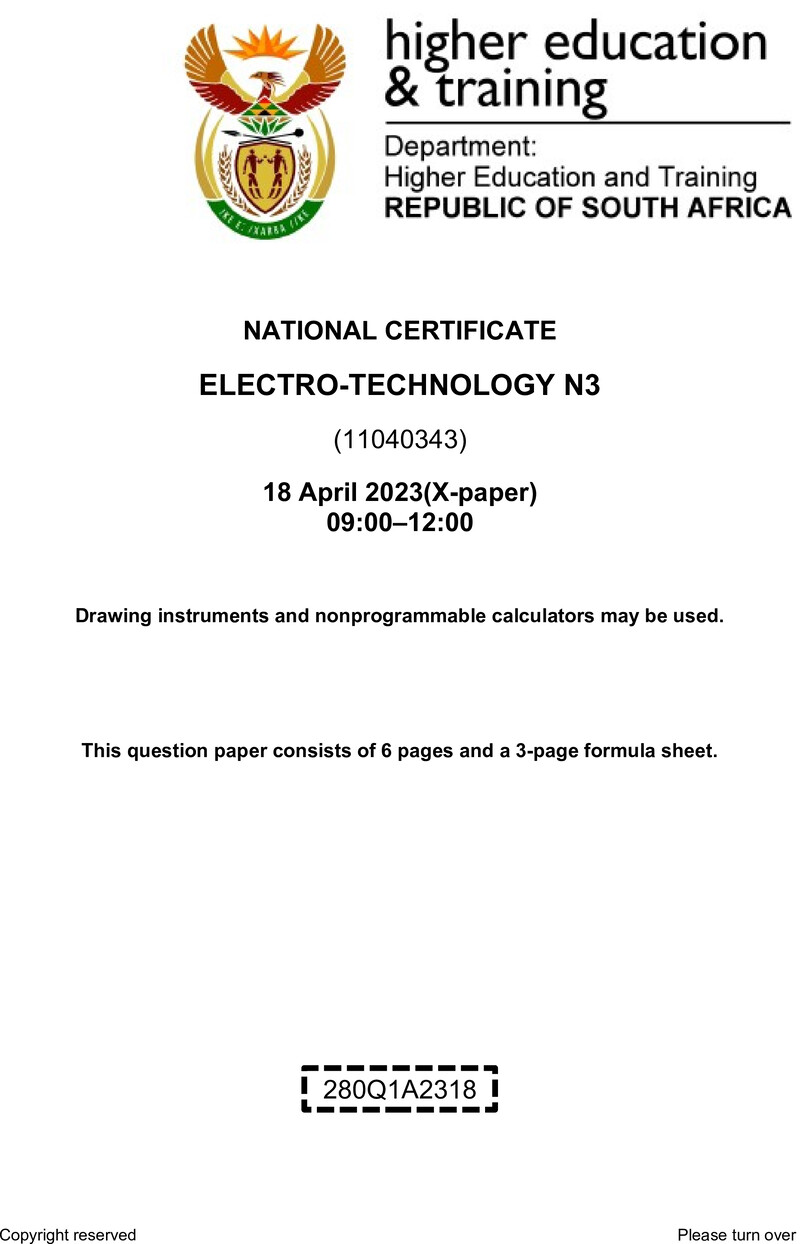 T560 Electrotechnology N3 QP April 2023 Sign Off