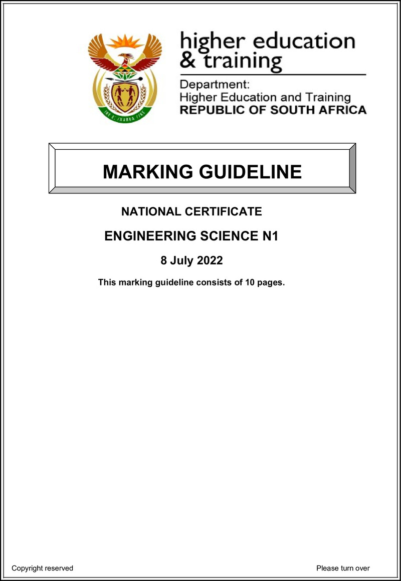 T620 Engineering Science N1 Aug MEMO 2022 preview