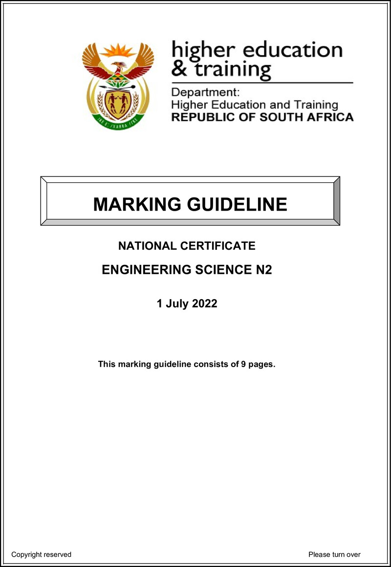 T630 Engineering Science N2 Aug 22 MG Sign Off preview