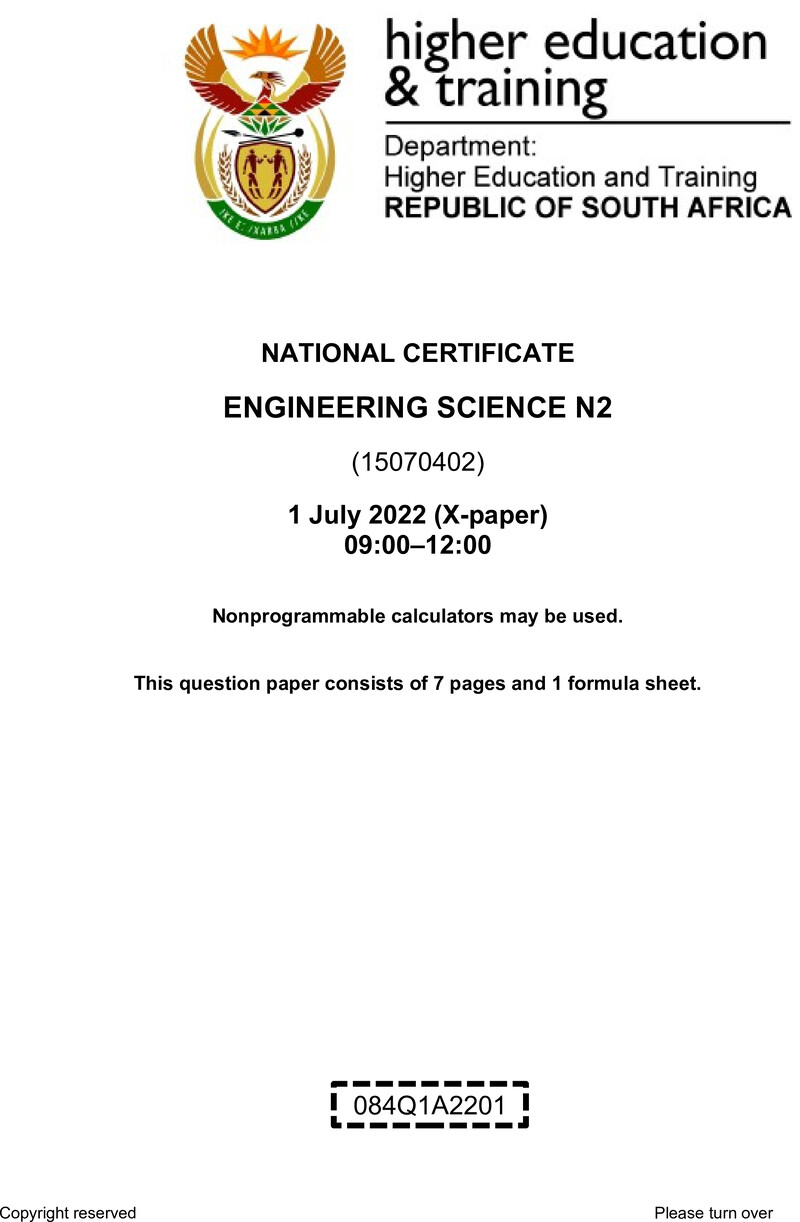 T630 Engineering Science N2 Aug 22 QP Sign Off preview
