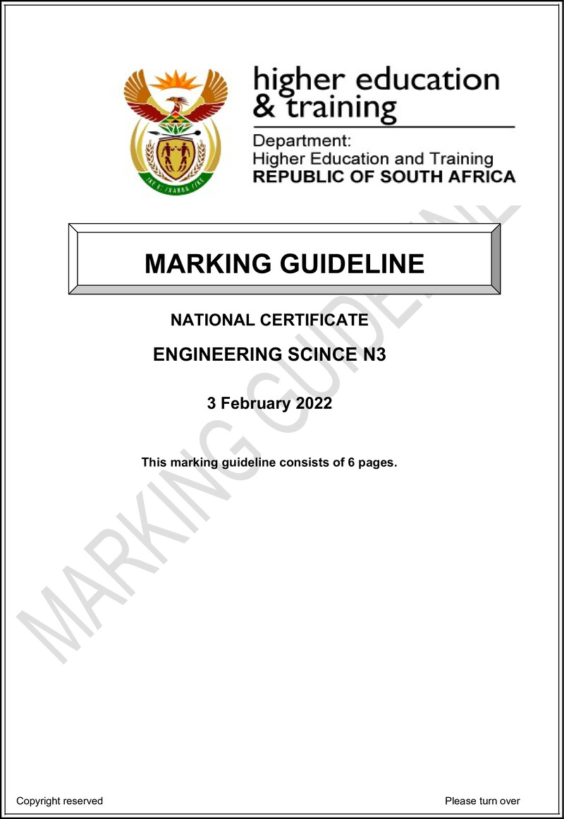 T640 Engineering Science N3 Memo April 2022 Sign Off