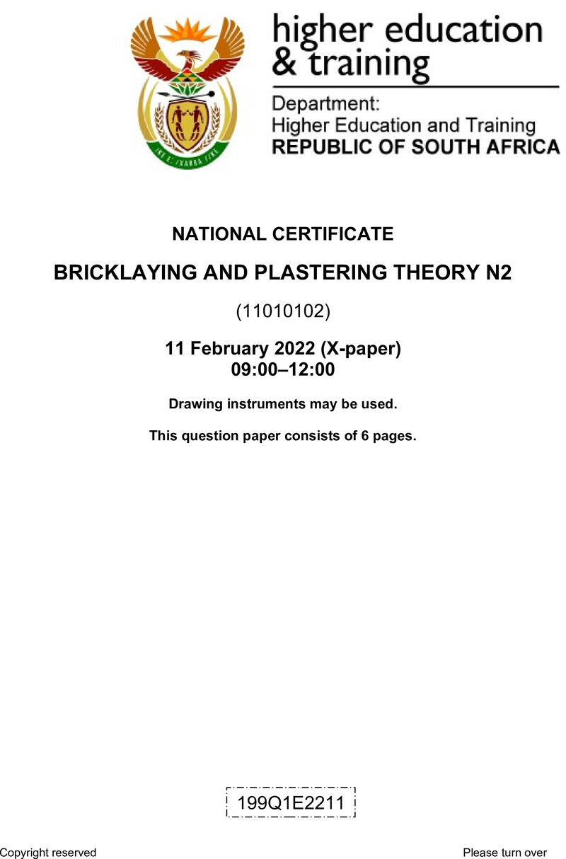 T80 Bricklaying And Plastering Theory N2 QP April 2022 Sign Off preview