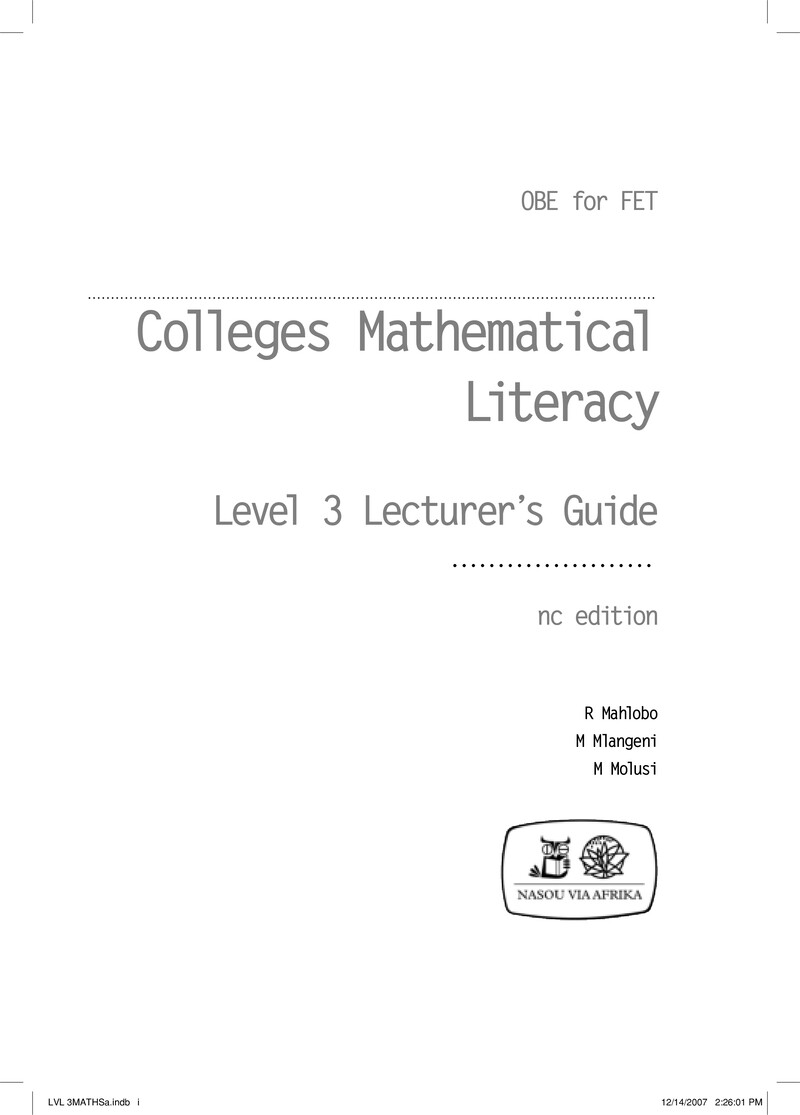 Mathematical Literacy L3 Lg