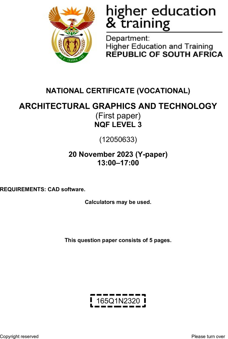 Architectural Graphics And Technology L3 P1 QP Nov 2023 Pretorius W preview