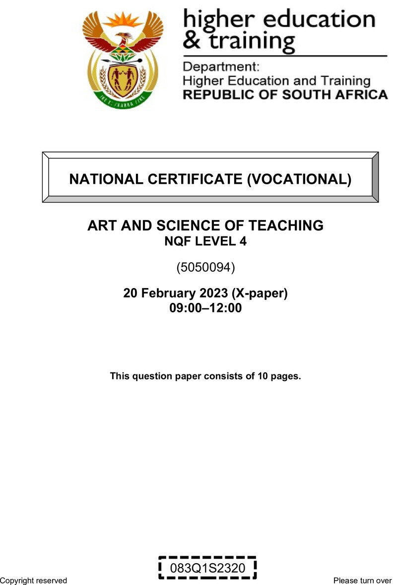 Art And Science Of Teaching L4 QP Feb 2023 preview