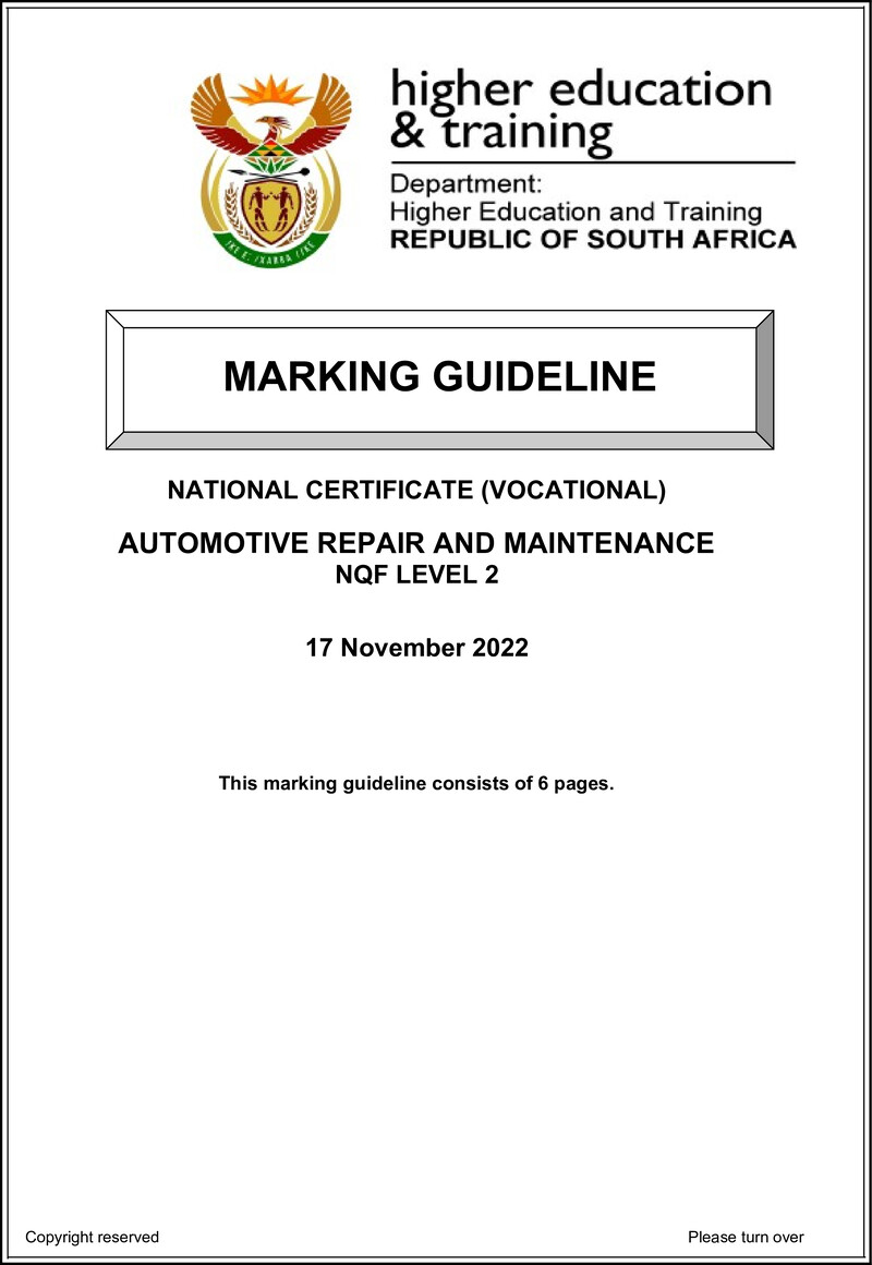 Automotive Repair And Maintenance L2 Nov MEMO 2022 preview