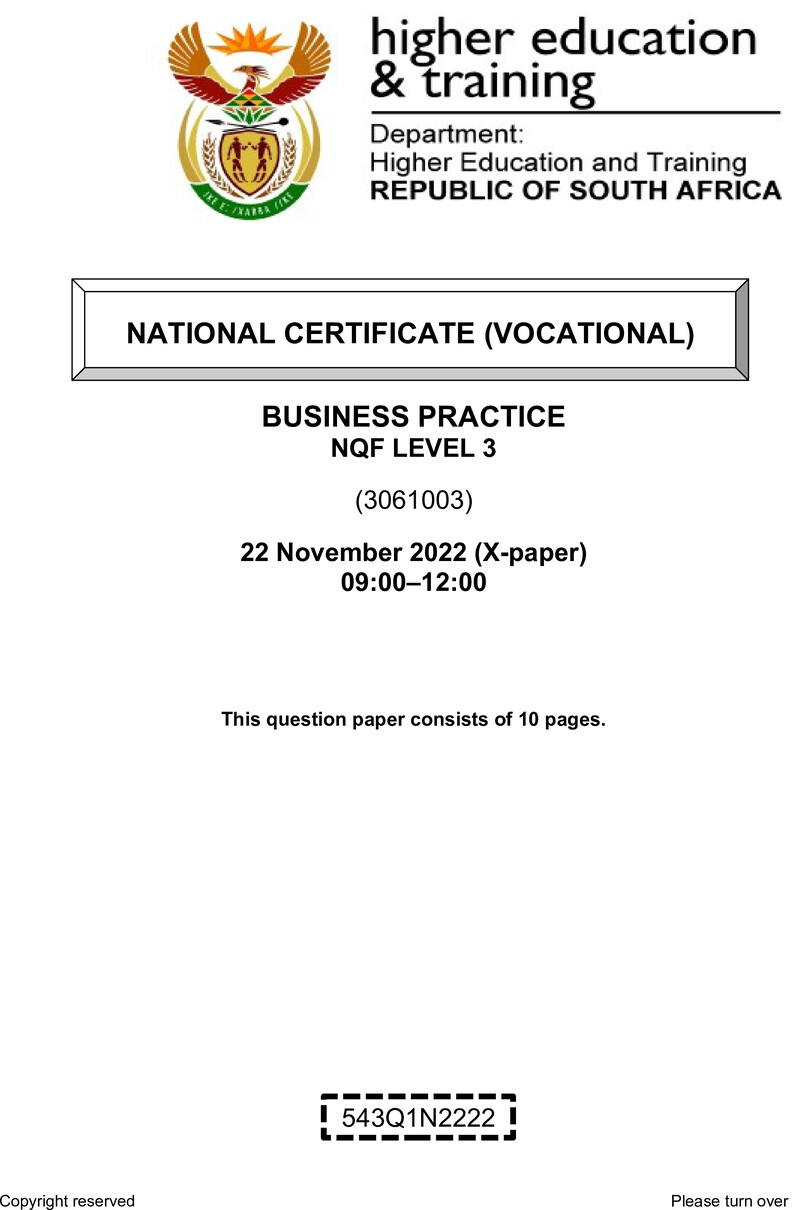 Business Practice L3 QP Nov 2022 preview