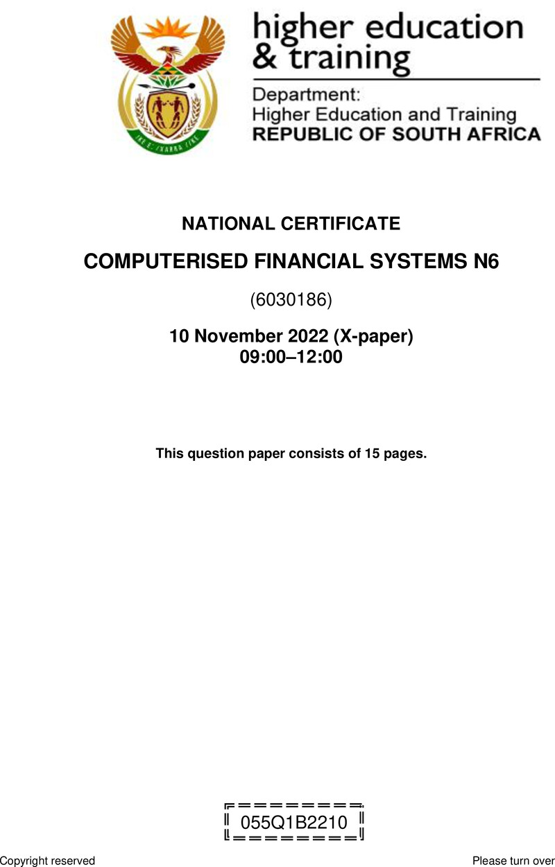 Computerised Financial Systems November 2022 N6