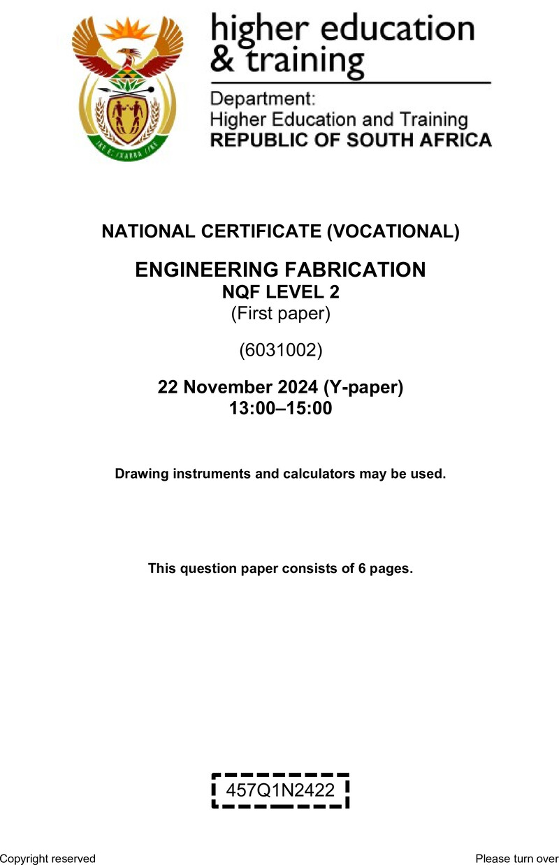 Nc1110 Engineering Fabrication L2 P1 QP Nov 2024
