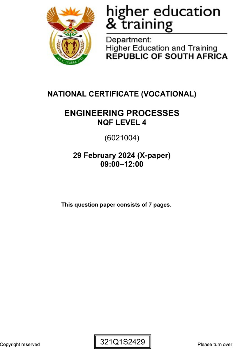 Engineering Processes L4 Supp QP 2024 preview