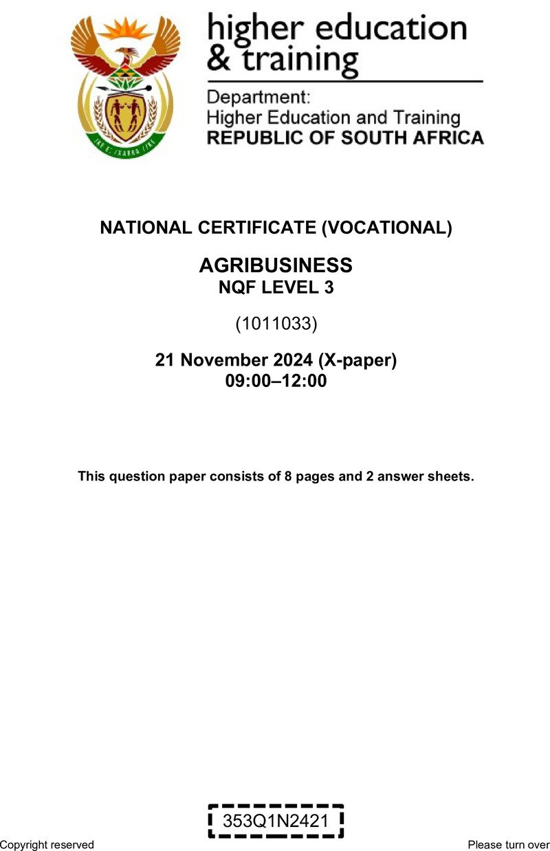 Agribusiness L3 QP Nov 2024 preview
