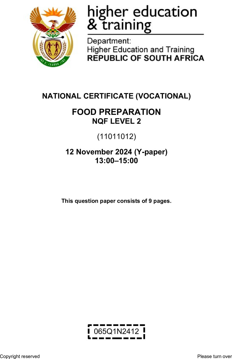 Nc1310 Food Preparation L2 QP Nov 2024