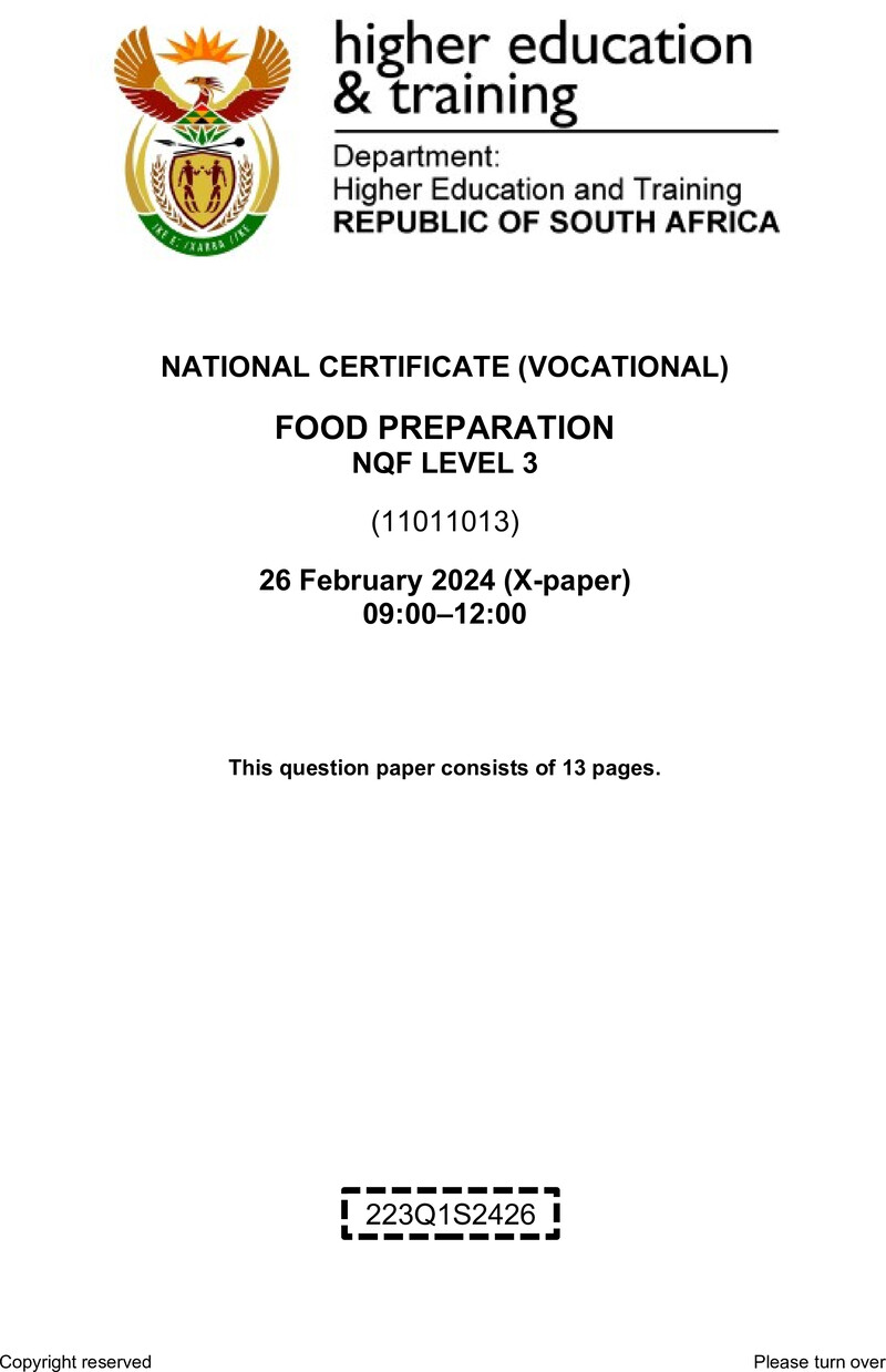 Nc1320 Food Preparation L3 QP Supp 2024