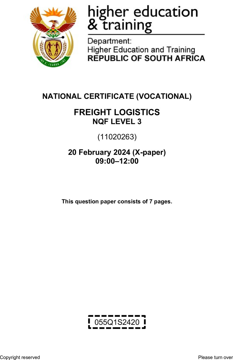 Freight Logistics L3 QP Supp 2024 preview