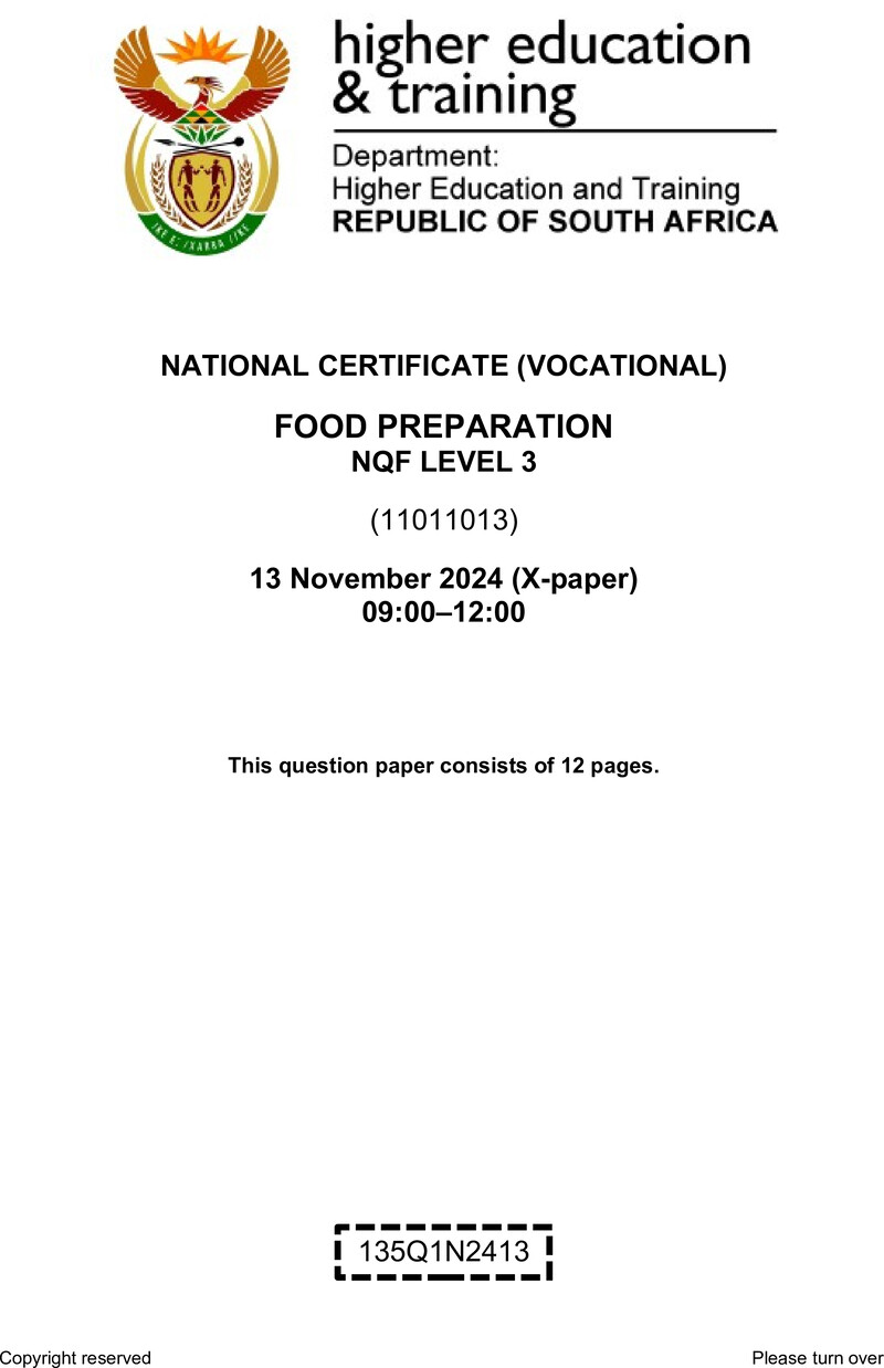 Nc1360 Food Preparation L3 QP Nov 2024