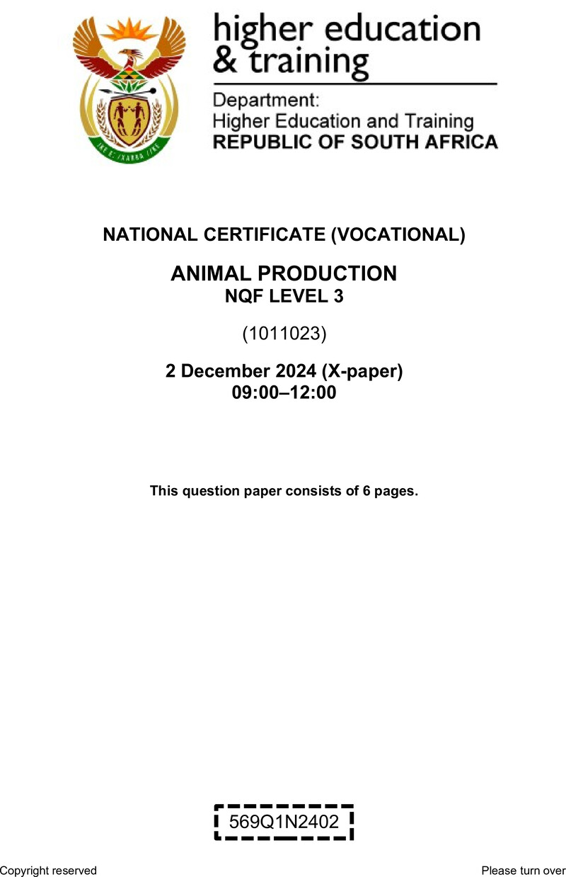 Animal Production L3 QP Nov 2024 preview