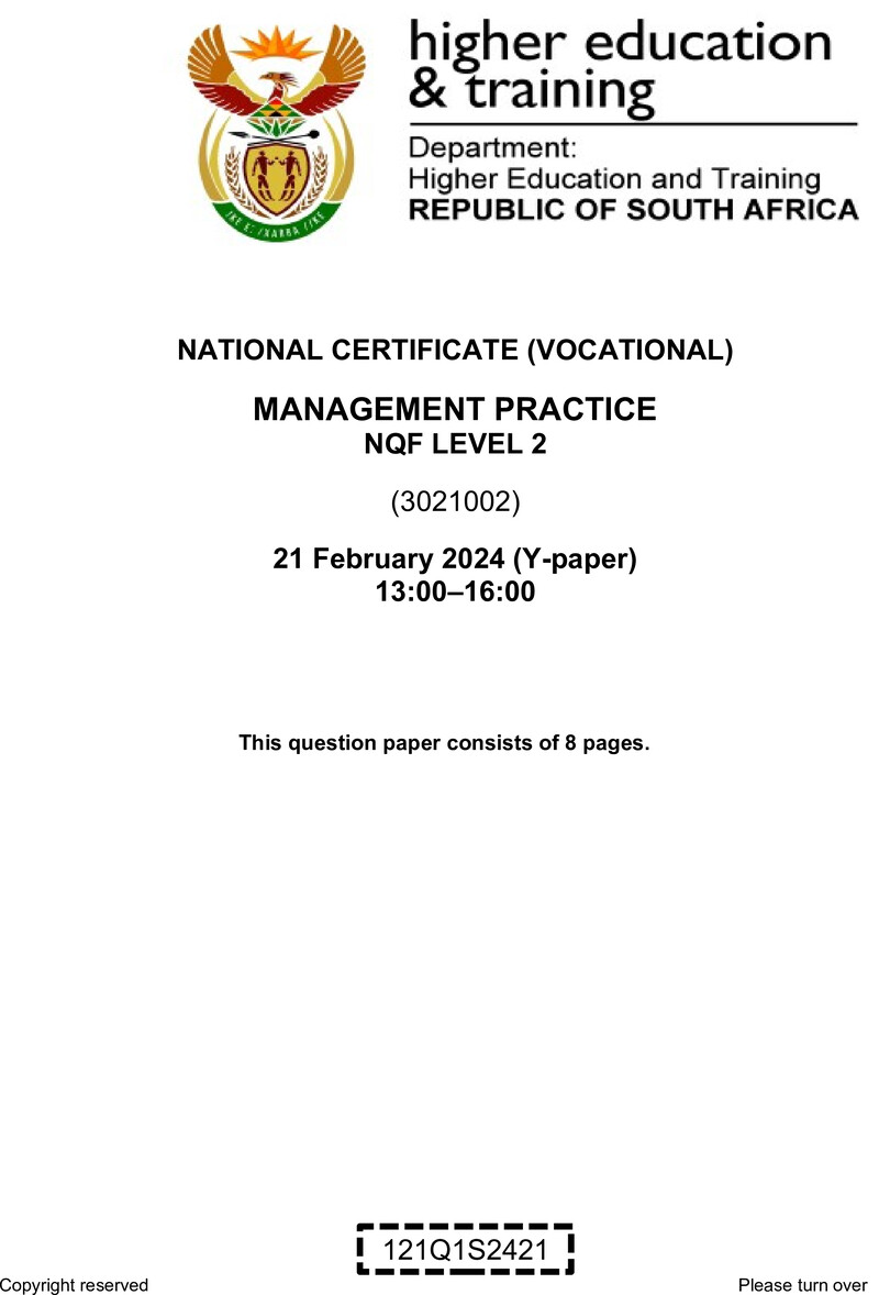 Management Practice L2 Supp QP 2024 preview