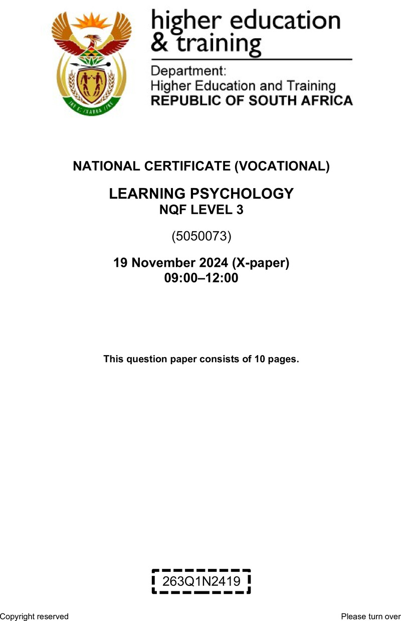 Learning Psychology L3 Nov QP 2024 preview