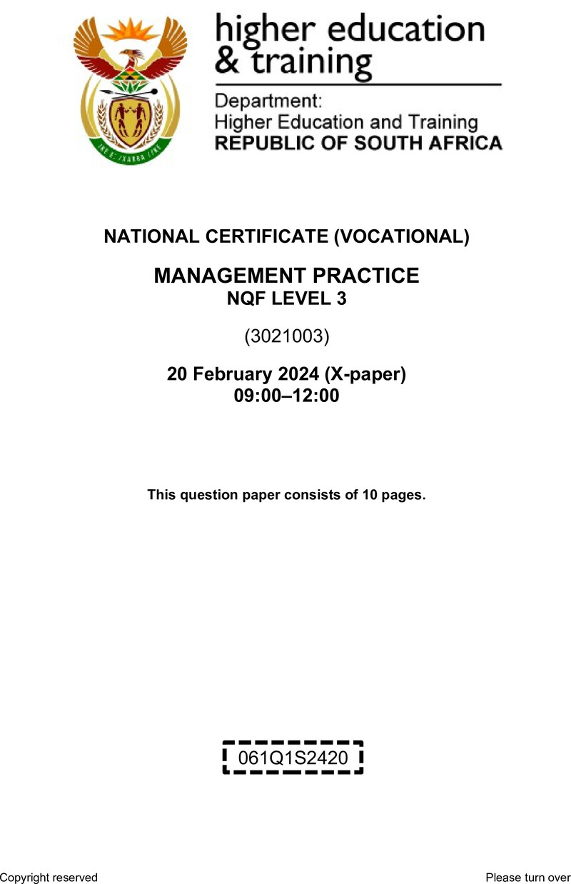 Management Practice L3 QP Supp 2024 preview