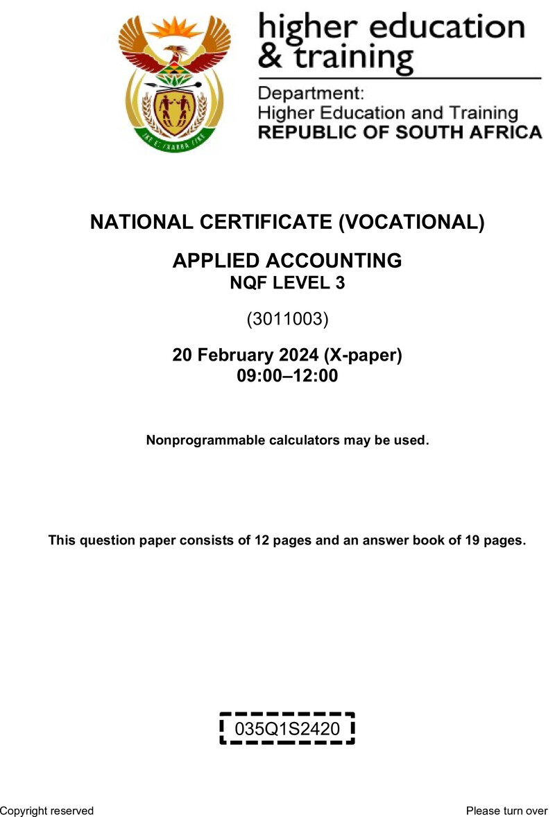 Applied Accounting L3 QP Supp 2024 preview