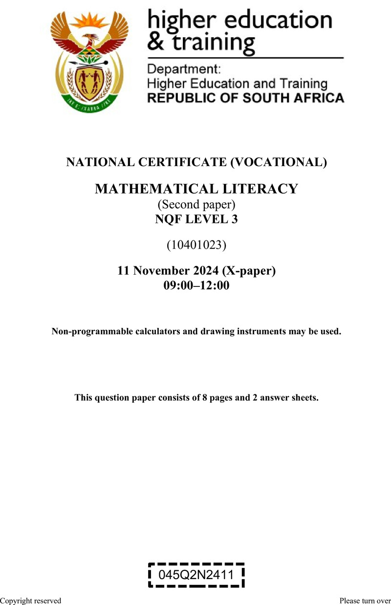 Nc1970 Mathematical Literacy L3 P2 QP Nov 2024