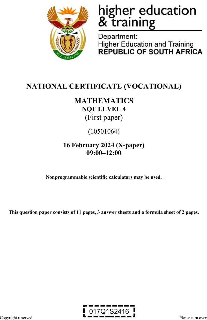 Nc2050 Mathematics L4 P1 QP Supp 2024