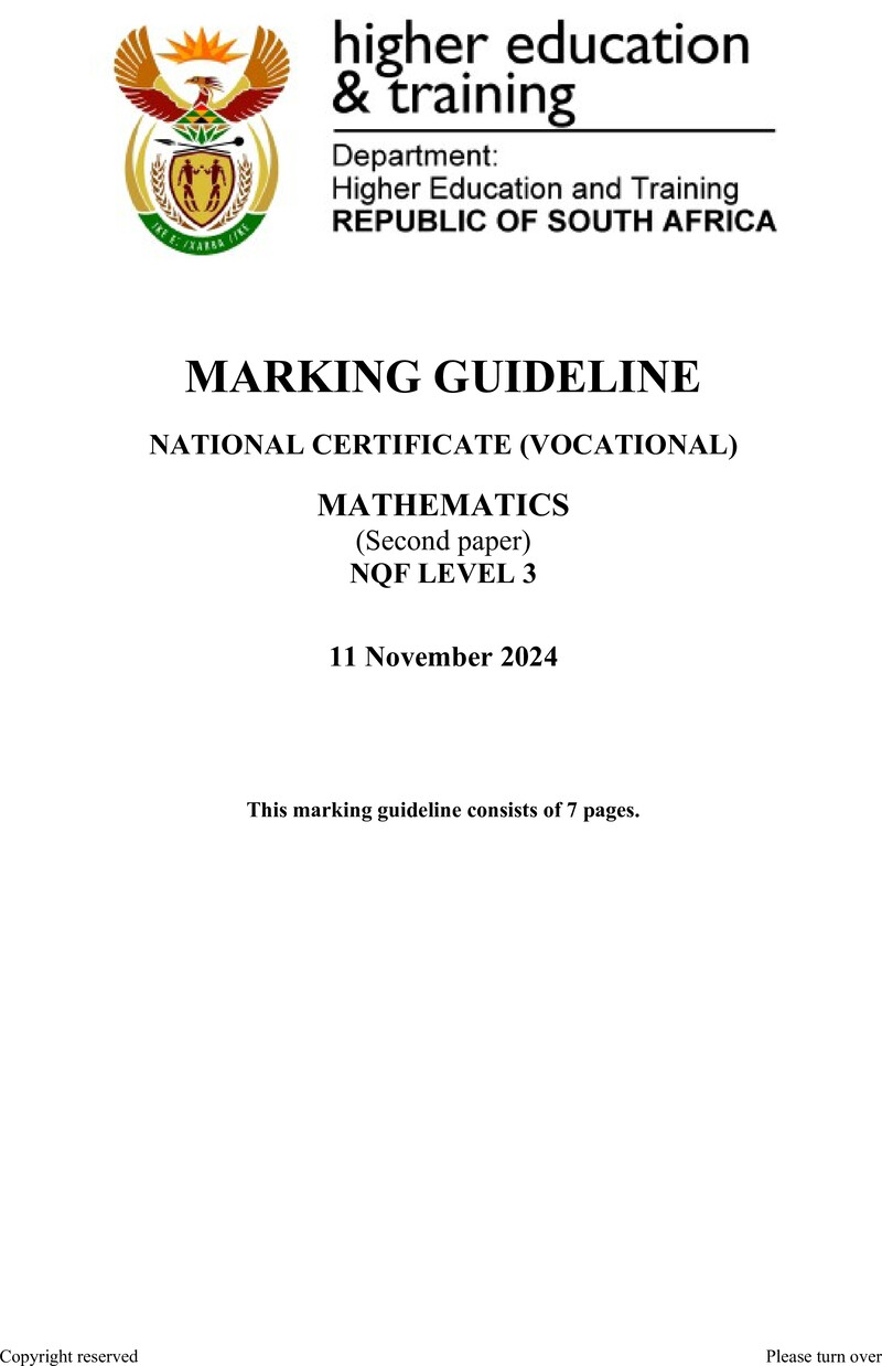 Mathematics L3 P2 MEMO Nov 2024 preview