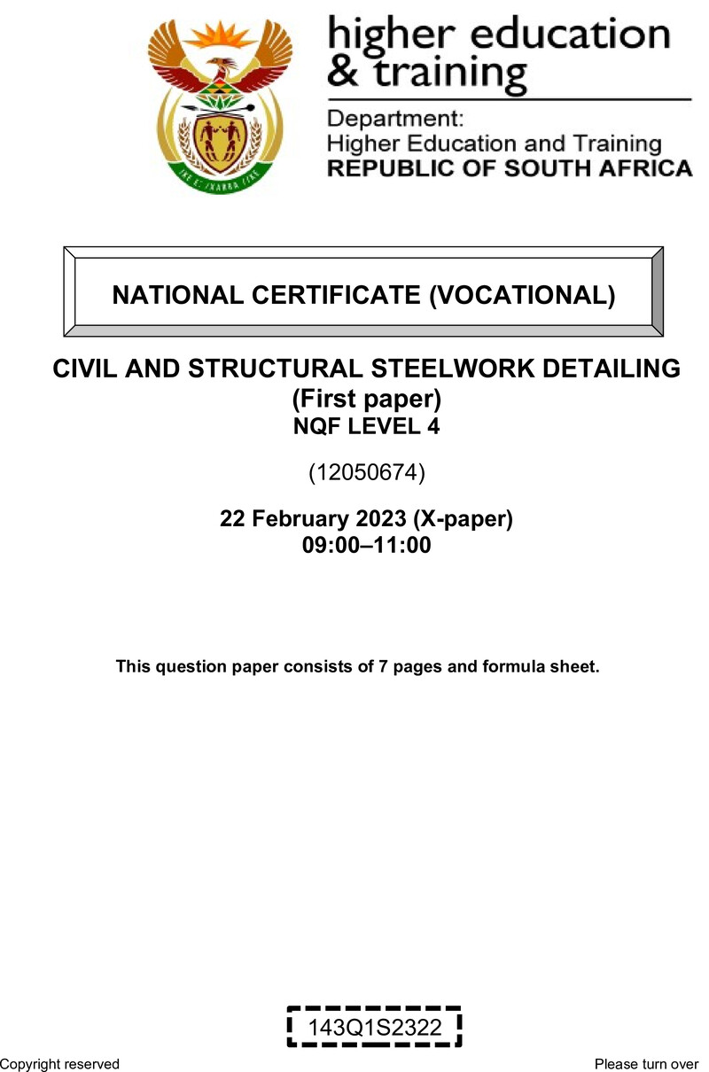 Civil And Structural Steelwork Detailing L4 P1 Supp QP Feb 2023 preview