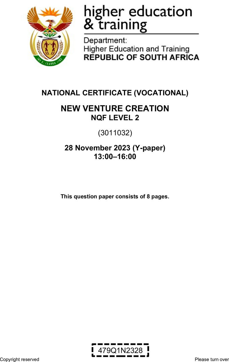 Nc2150 New Venture Creation L2 Nov QP 2023